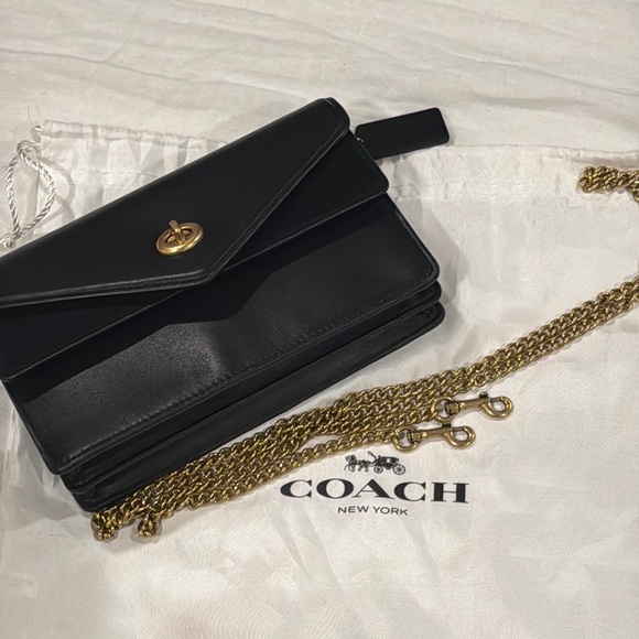 Authentic Coach Black Leather Chain Bag - Picture 7 of 11